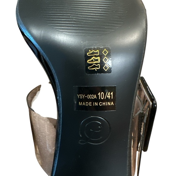 Chinese Laundry Sylvia Clear Block Heel Size 10 Slip On Smoke Square Toe - Picture 11 of 14